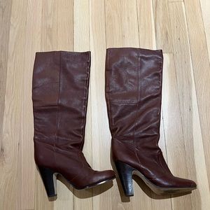 Dolce vita DV brown leather knee high heeled boot